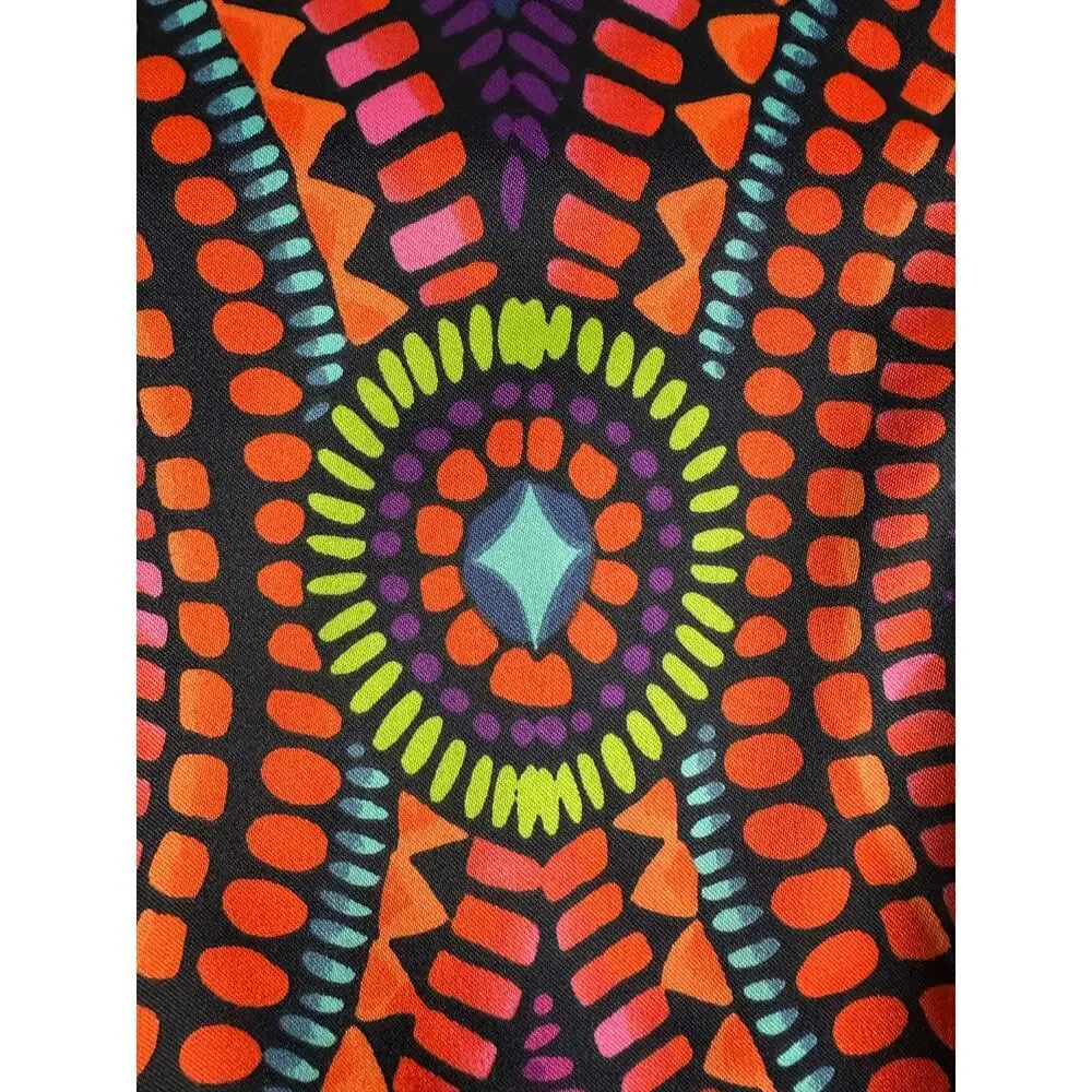 Y2K Vibrant Mosaic Sleeveless Sheath Dress Maximalist Mod 60s Psychedelic 12 L - Picture 4 of 11